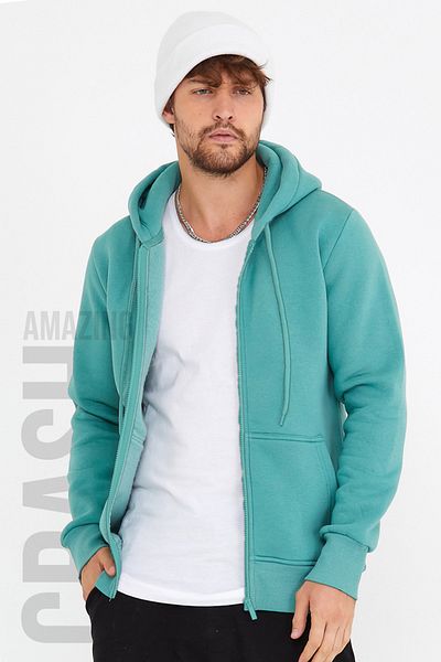 AMAZING CRASH Βασικό φούτερ Water Green Unisex με κουκούλα με τρία κλωστές