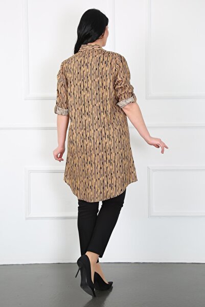 By Alba Collection Γυναικείο χιτώνα μεγάλου μεγέθους με μοτίβο κολώνας από βαμβακερή βισκόζη