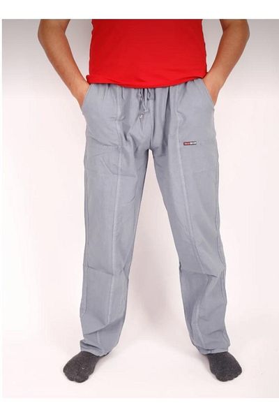 FATELLA Men's Dad Solid Color Elastic Waist Raw Linen Comfortable Pattern Trousers