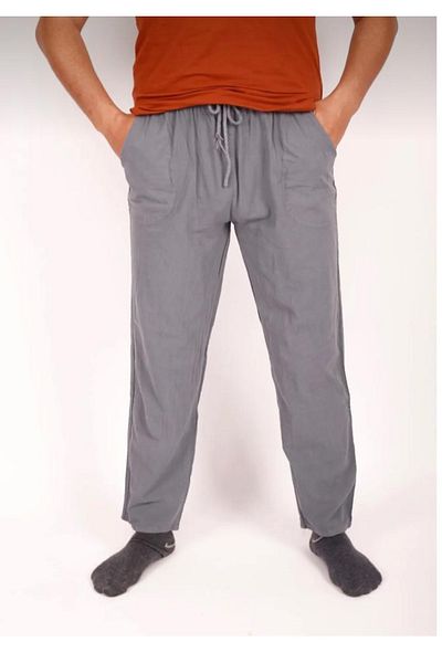 FATELLA Men's Daddy - Solid Color, Elastic Waist, Raw Linen Comfortable Trousers