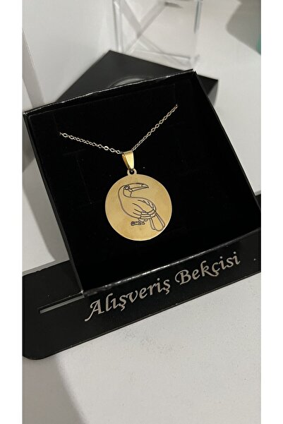 Alışveriş Bekçisi Tukan Kuşu Yuvarlak Çelik Plaka Kolye