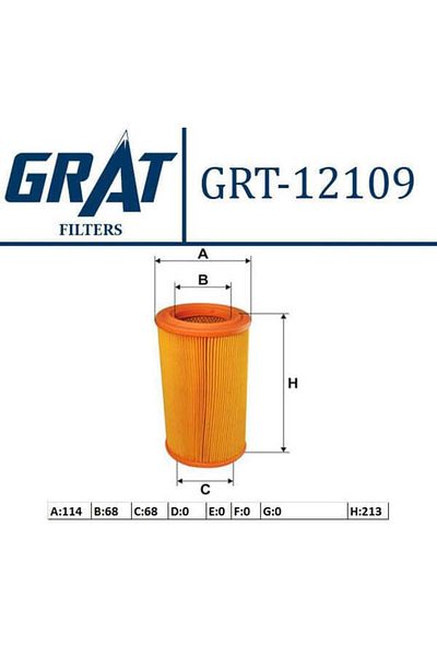GRAT 12109 Model Air Filter for - 306 93-01 Partner Em 96- / Xsara 97-00 Berlingo Em 02-03 1.9D Dw8 1.9D Xud9