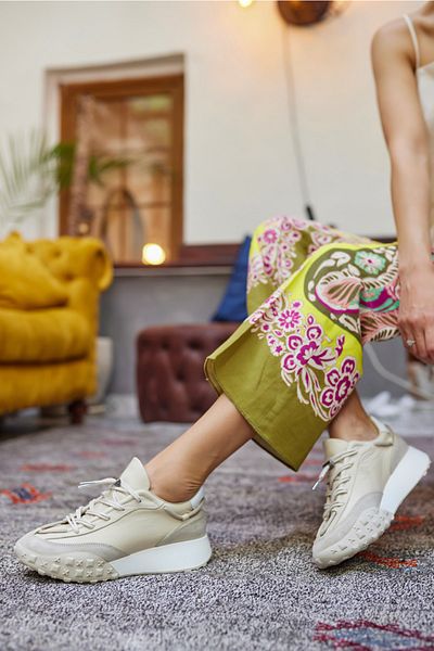 ANGELİNA JONES Tenis de damă Ready, bej, din piele naturală