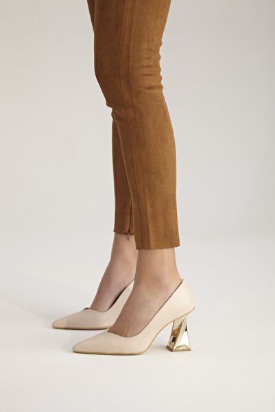 AYAKKABI PRENSİ Stiletto de damă Empire Nude Matte 8 Cm, pantofi cu toc înalt