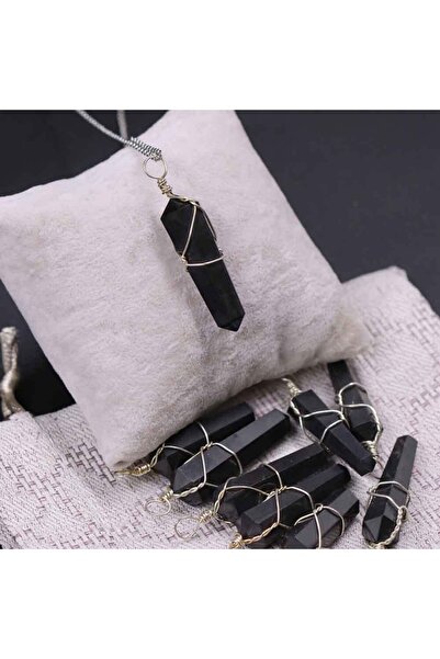 MYTAKIAĞACIMFH Shungite Taşı Doğal Taş Tel Sarma Sarkaç Pandül Kazık Model Kolye