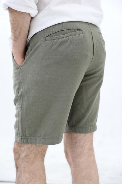 Tarz Cool Men's Khaki Musli Lace-up Linen Shorts