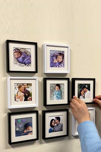 bymat Snap-On Frame 3 Pieces 14x14cm White Photo Gift with Mat - Wall Frame