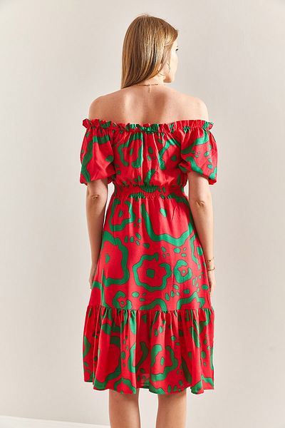 Bianco Lucci Damenkleid mit elastischem Madonna-Kragen und Taillenbund