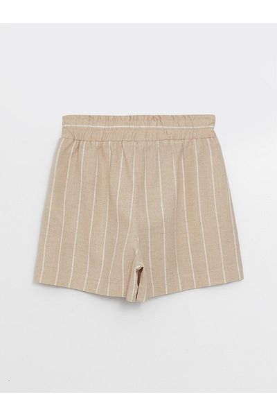 LC Waikiki Gestreifte Shorts aus Leinenmischung für Damen in Standard-Passform