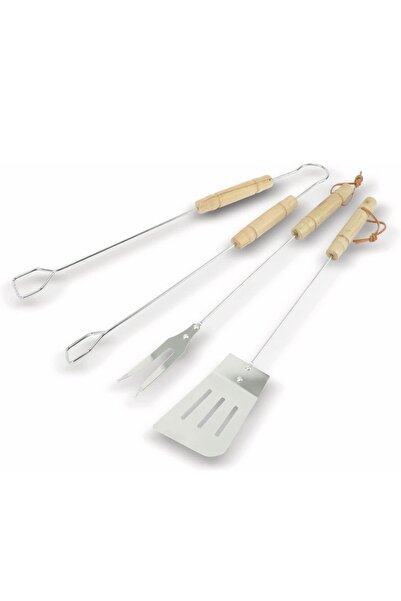 Binbirreyon Mangal Aksesuar Seti Maşa Spatula Çatal 3 Parça Ahşap Saplı 43cm ...