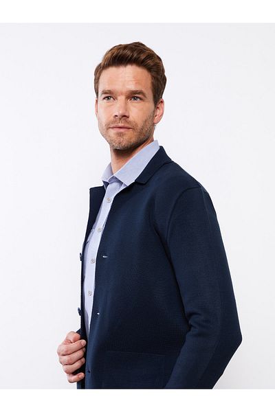 LC Waikiki Standard Mold Jacket galléros férfi kötöttáru kardigán