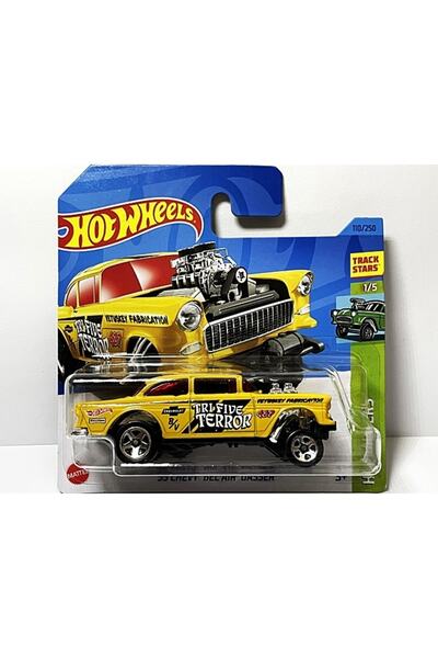 HOT WHEELS سيارات فردية 55 تشيفي بيل اير جاسر Hkh61-m521 أصفر
