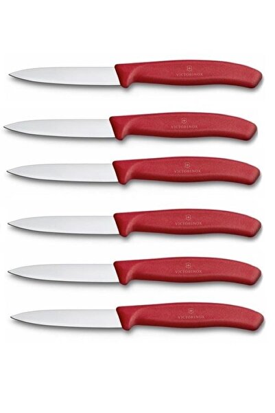 Victorinox Kırmızı Soyma Bıçağı Seti 8 Cm 6'lı
