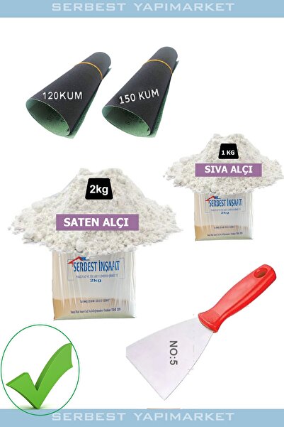 ABS Saten Alçı 2kg Sıva Alçı 1 Kg Spatula Eldiven Boya Hazırlık