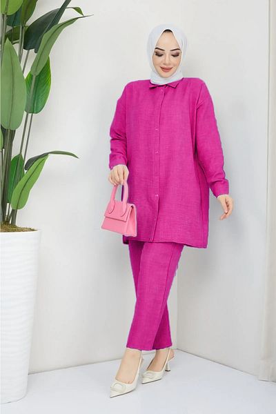 MÇmoda Park Women's Hijab Linen Bottom-Top Set