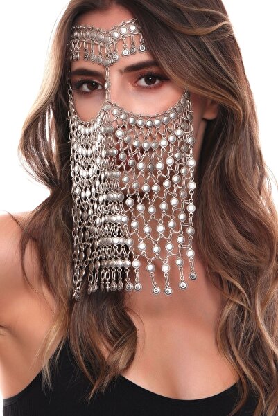 LABALABA Kadın Antik Gümüş Kaplama Ayarlanabilir El Yapımı Peçe