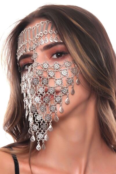 LABALABA Kadın Antik Gümüş Kaplama Ayarlanabilir El Yapımı Peçe