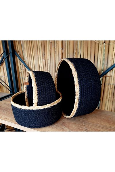 HandmadeSNM Σετ ψάθινο καλάθι 3 τεμαχίων, Organizer, Organizer, 100% Χειροποίητο