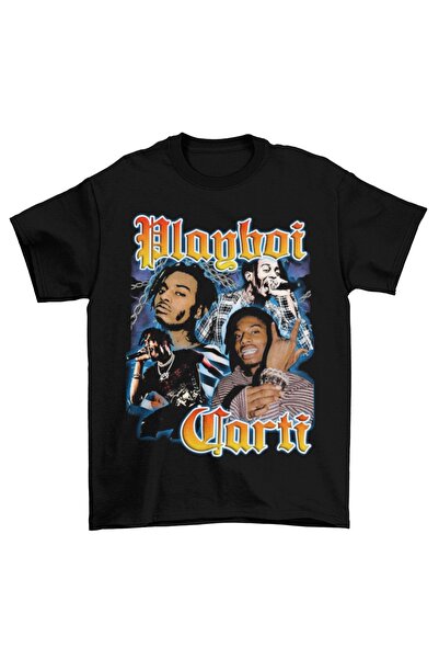 Urbanstadt Playboi Carti 90’s Vintage Tee Siyah Tişört Baskılı Unisex Pamuklu