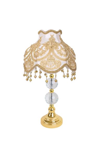 Dekovien Gold Crystal Lace Coated Ecru Velvet Lampshade - Classic Design Ab0455