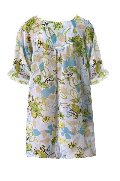 Marever Fashion Patterned Large Size Chiffon Tunic