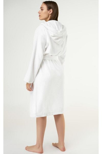 CottonTherapy Tempo Hooded Unisex White Bathrobe 100% Cotton