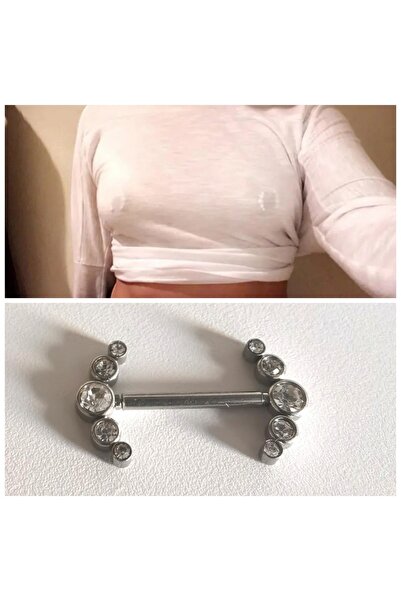 Bylin Cerrahi Çelik Ok Model Zirkon Taşlı Memeucu/nipple Piercing 12 Mm/ 1 Adet