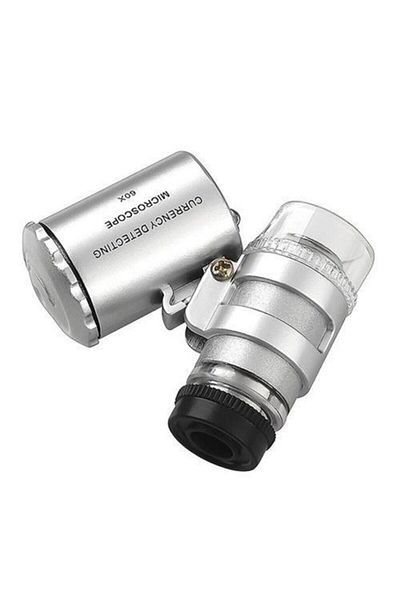 Bosile 60X Mini Pocket - Microscope Jeweler Loupe Led Light