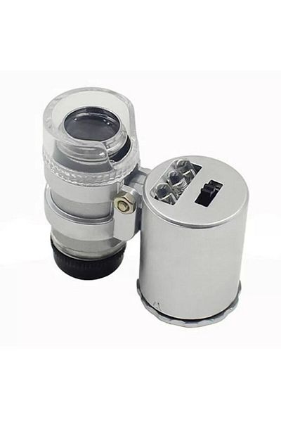 Bosile 60x Mini Pocket Microscope LED+UV Light Jeweler Antique Shop Magnifying Glass 9882