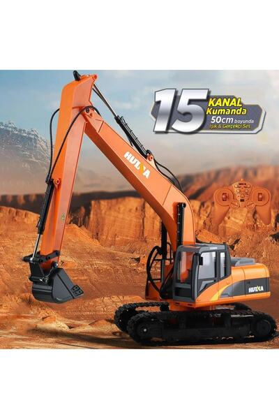 Huina 1/14 Yüksek Kalite 15 Kanal Rc Model Ekskavatör Paletli Kepçe Kazıcı Uzaktan Kumandalı