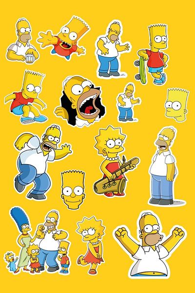 Anime Marketi مجموعة ملصقات تحت عنوان Simpsons - دفتر كمبيوتر محمول للهاتف المحمول (14 قطعة)