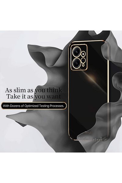 m.tk moveteck حافظة لهاتف Xiaomi Redmi Note 12 4G مع حماية للكاميرا، غطاء من السيليكون الناعم باللون الذهبي اللامع مع حافة ذهبية