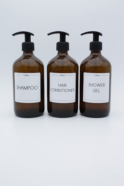 zezedesing Amber Glass Shampoo-hair Conditioner-Shower Gel Μπουκάλι 500ml