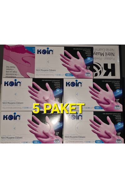 KOİNSMH Pembe Nitril Eldiven M Beden 5 Paket