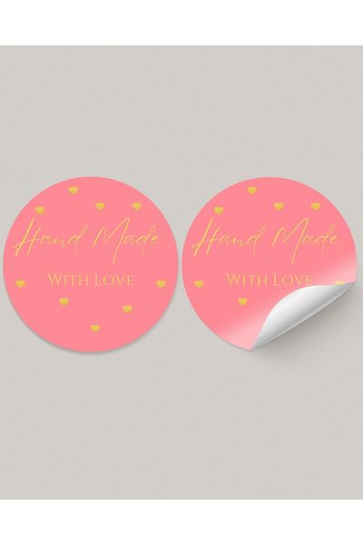 gg gençgirişimci Coated Sticker-hand Made With Love- (3x3cm) 50 Pieces