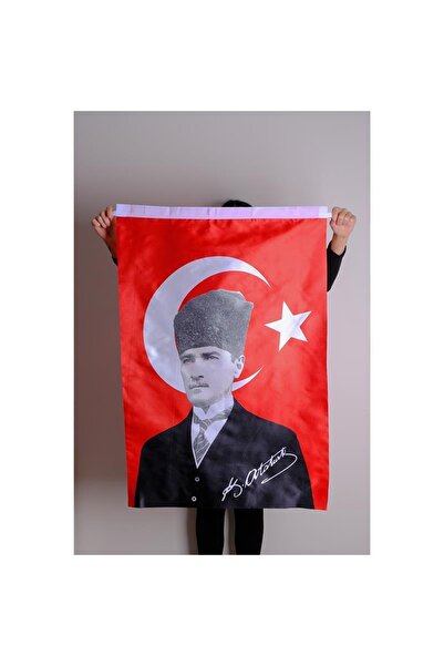 ZC Bayrak K.atatürk Imzalı Türk Bayrağı Saten Kumaş Dijital Baskı.
