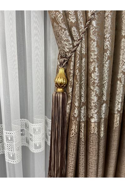 Yuka Cornișă din nurcă maro - Accesoriu pentru cravată laterală și culegere perdele