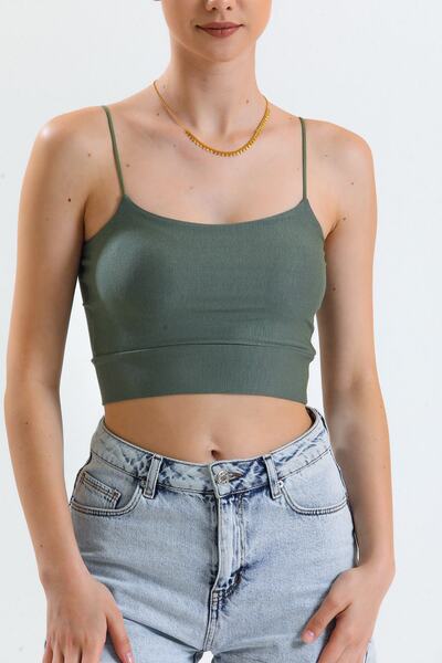 Elia Moda Жіночий кроп-топ Haki - на бретельках