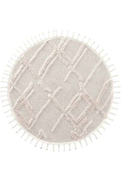 MEVAHALI Eko Halı Terazzo Trz 03 Krem Yumuşak Dokulu Mutfak Antre Çocuk Odası Yuvarlak Dokuma Makine Halısı