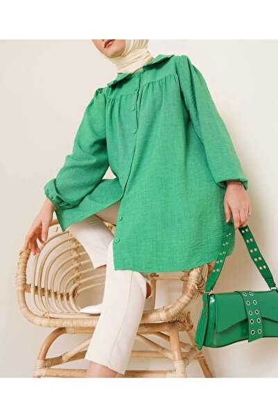 YILMAZBARMAZ Γυναικείο λινό πουκάμισο με γιακά μωρού