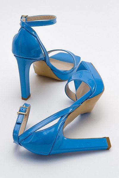 LuviShoes Mersia Blaue Damen-Schuhe mit Absatz aus Lackleder