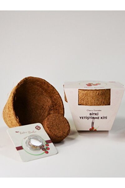 - Bitki Yetiştirme Kiti - Doğal Cherry Domates Tohumu - Coconut Torf Toprak & Saksı -