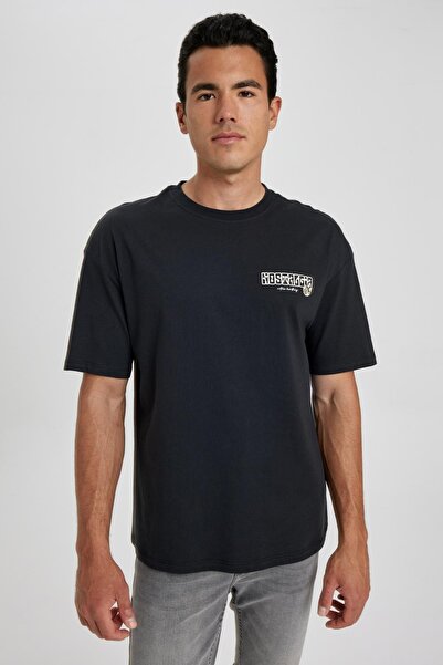 DeFacto Comfort Fit Crew λαιμόκοψη κοντό μανίκι 100% βαμβάκι A3140ax23sm