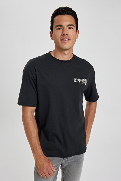 DeFacto Comfort Fit Crew λαιμόκοψη κοντό μανίκι 100% βαμβάκι A3140ax23sm