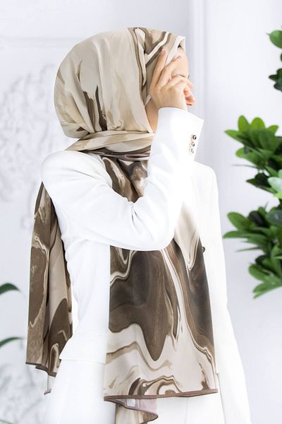 Vissona Γυναικείο σάλι πολυτελείας Medina Silk Beige-4