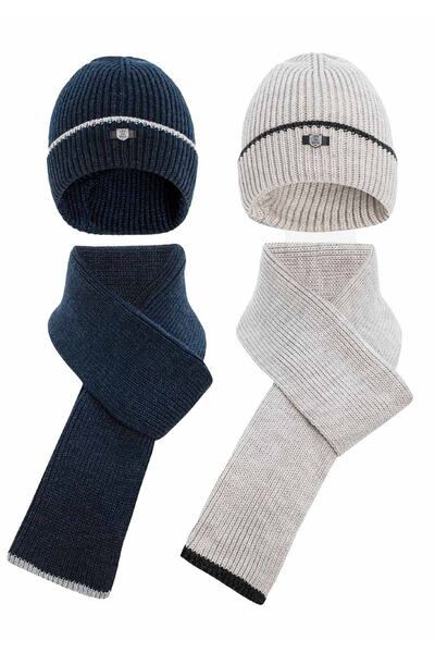 Cipo & Baxx Ca132 Bej Lacivert Atkı Bere Set