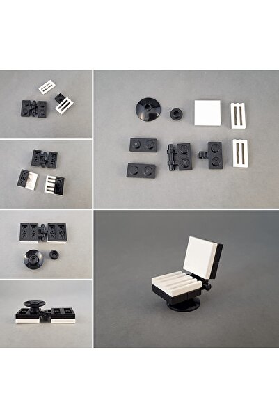 LEGO Orjinal Custom Moc Aksesuar Tasarım Minifigür Siyah Beyaz Küçük Koltuk 9...