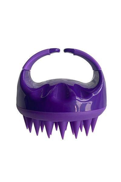 LAND OF MYTH Lom1401 New Soft Silicone Threaded Scalp Massage Shampoo Shower Brush (Purple)