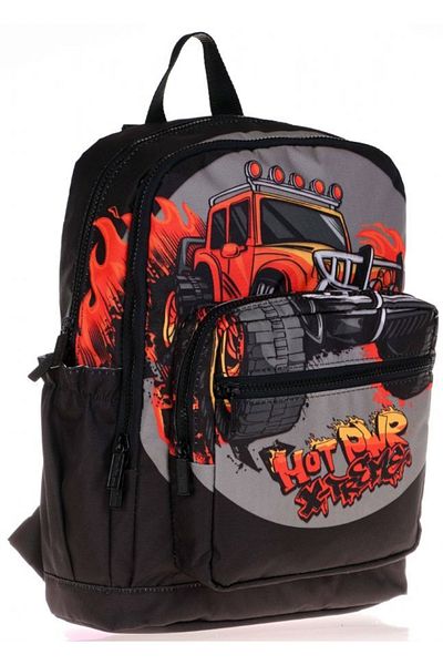 KAUKKO Kids&love Boy Black Red Truck Rucsac pentru școală primară - Patru Compartimente