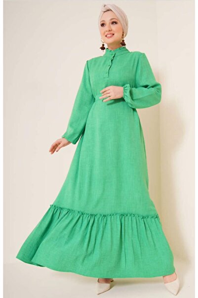 YILMAZBARMAZ Rochie de damă cu guler înalt din in